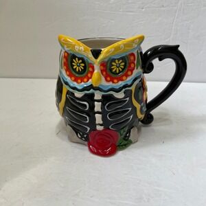 CRACKER BARREL SUGAR SKULL OWL DAY OF THE DEAD MUG